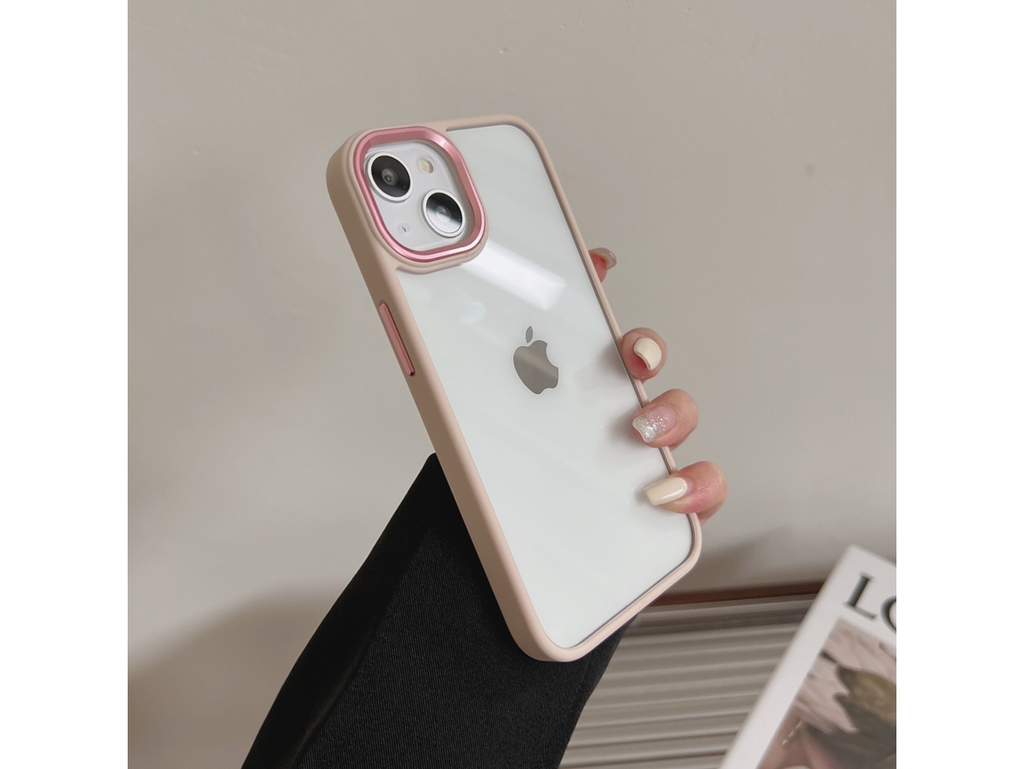 Capa Para Iphone 17 Air Rosa Metálico, Simples, Cor Sólida, Metal Transparente, Com Sulcos, Anti-queda