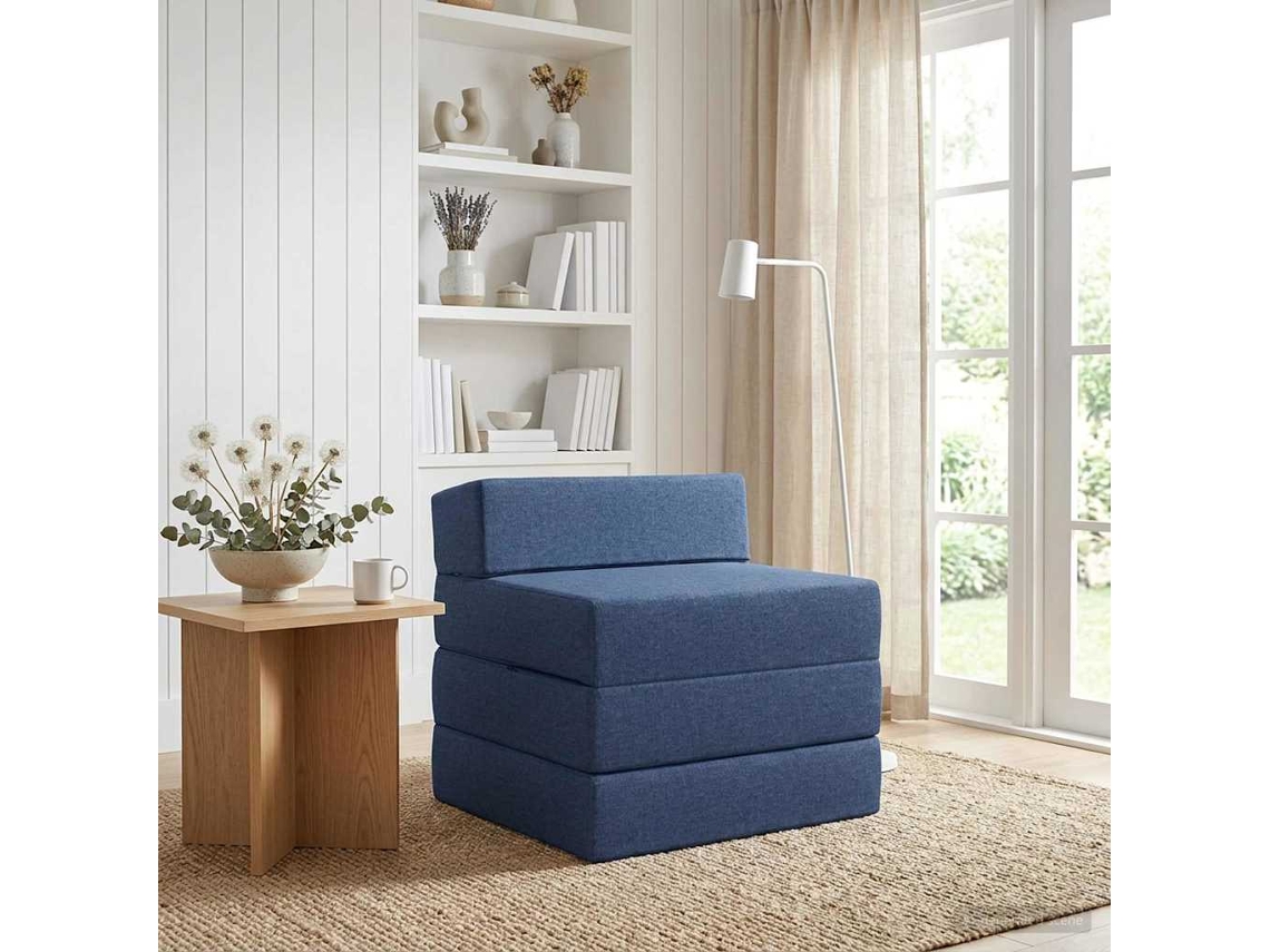 Vidaxl Sofá Cama Dobrável Azul 200 X 70 X 15 Cm Tecido