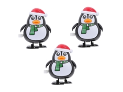 Conjunto De 3 Brinquedos De Natal Com Mecanismo De Corda, Em Formato De Pinguim De Desenho Animado, Para Lembrancinhas De Festa. Hengjian