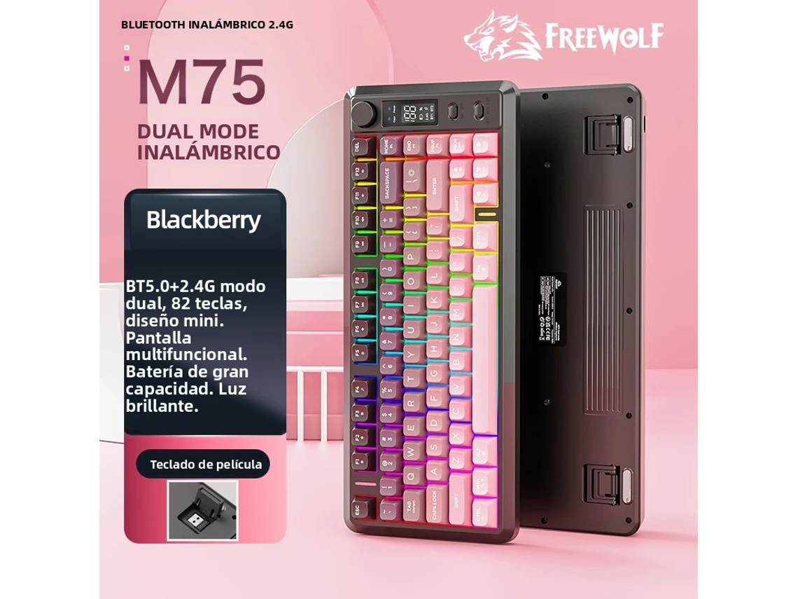 Teclado Sem Fio Com Tela Gradiente, Teclas Pbt Rgb E Suporte Para Dois Modos Bluetooth.