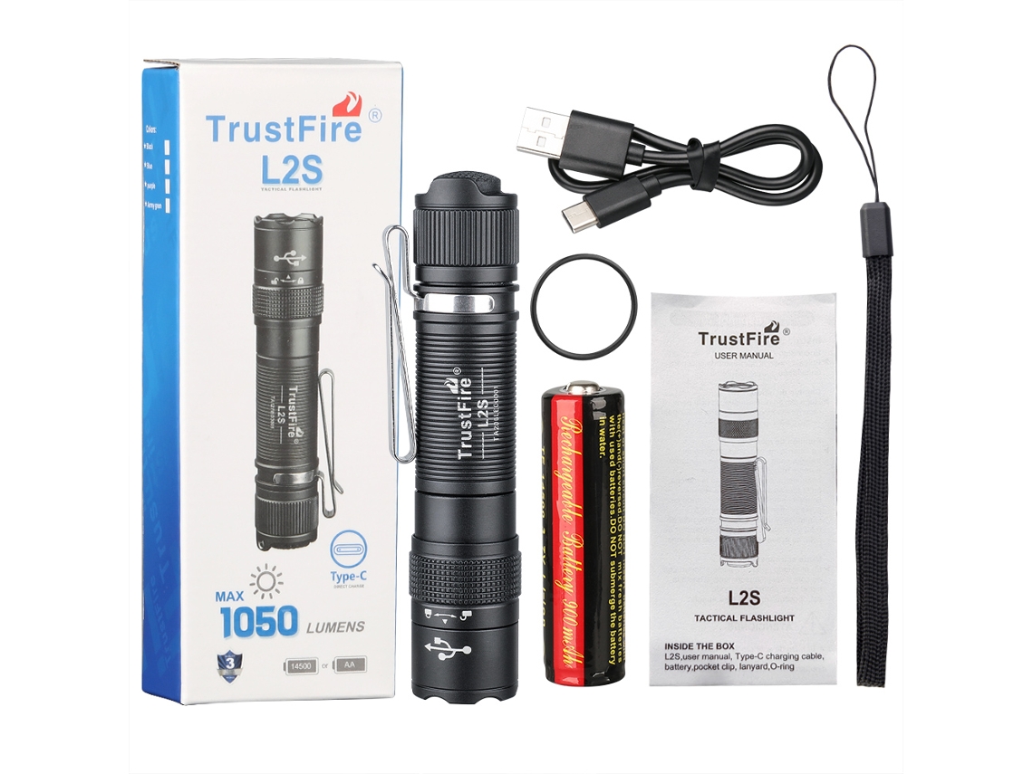 Lanterna Tática Led (preta), Recarregável, Alcance De 175 Metros, À Prova D'água, Inclui Bateria, Feita De Liga De Alumínio.