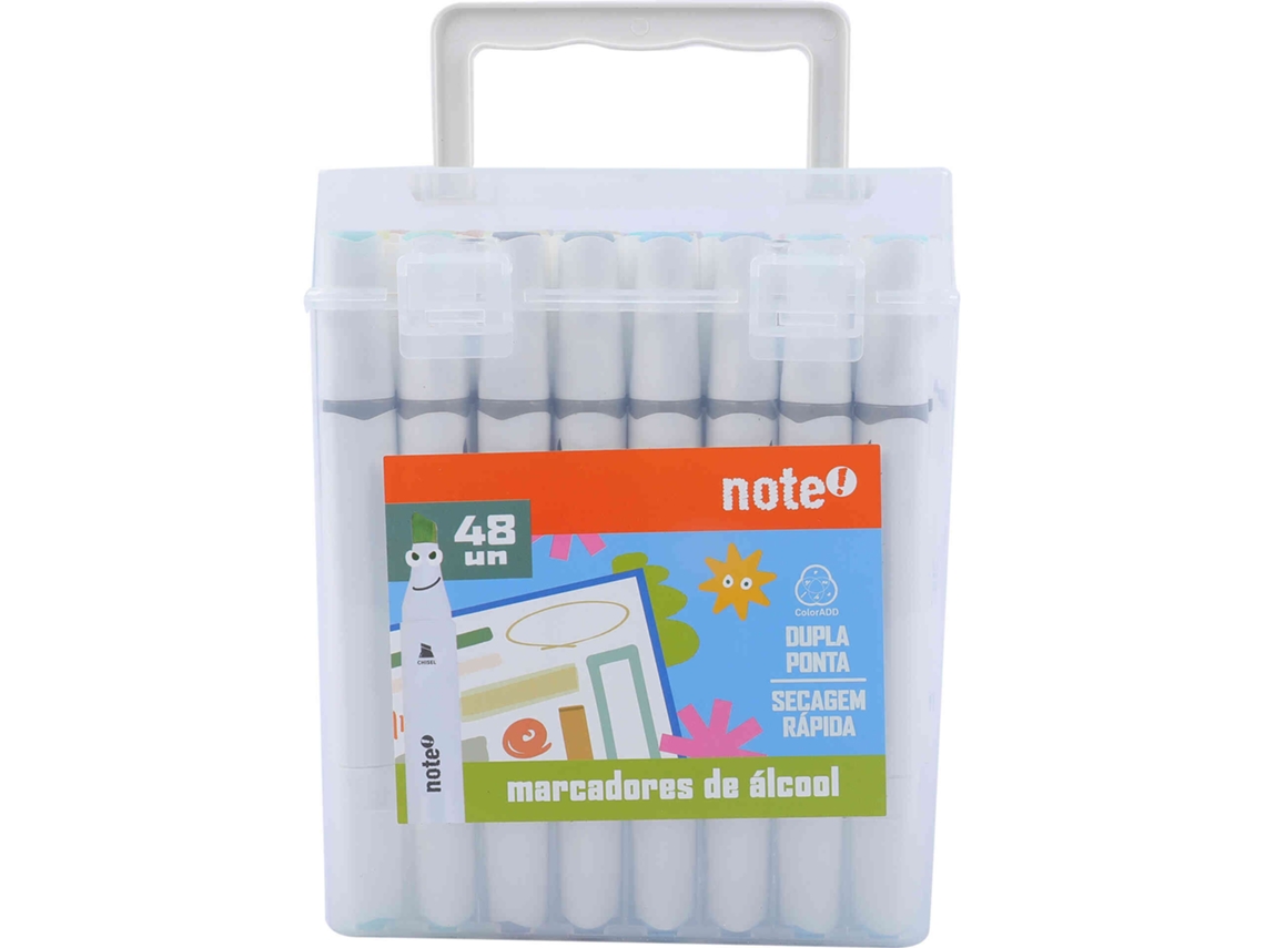 Conjunto de 48 Marcadores de Álcool Com Ponta Dupla NOTE!