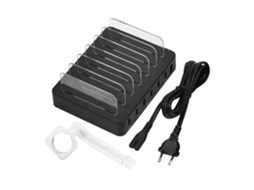 Carregador USB com seis portas e suporte para relógio EOOCOO