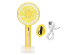 Vento Elétrico Portátil Mesa 4 Velocidades Ajustável 15° Amarelo