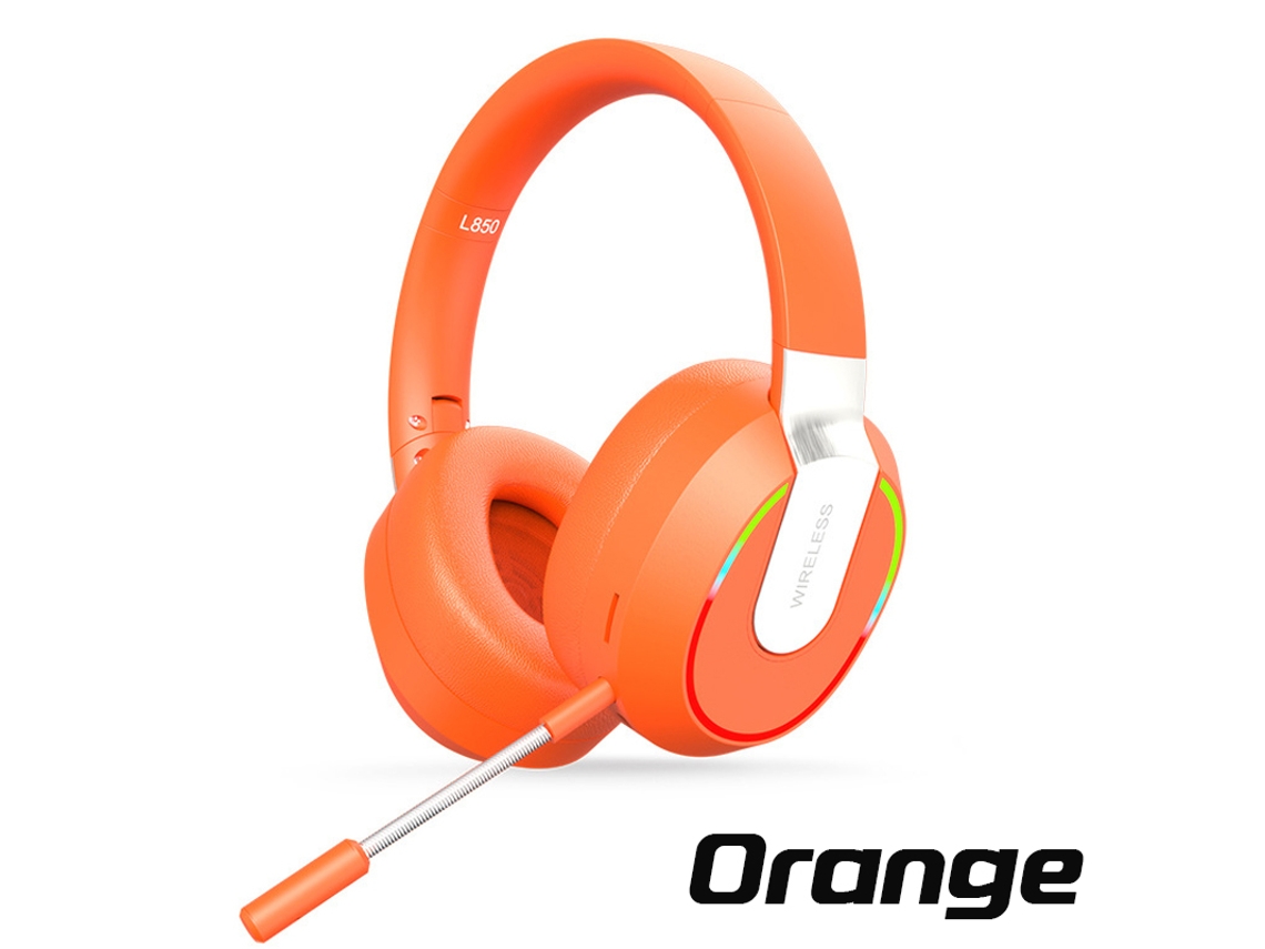 Fones de Ouvido Bluetooth Sem Fio com luz LED, cancelamento de ruído passivo HiFi e microfone MDUG (laranja)