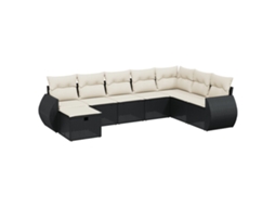 Conjunto de 8 Sofás de Jardim com Almofadões Vime Pe Preto MAISON EXCLUSIVE (8 pcs)
