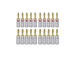 Nakamichi Conjunto de 20 Conectores Banana Banhados a Ouro 24k 4mm com Trava Rosca para Áudio e Alto falantes AQUAFORGE