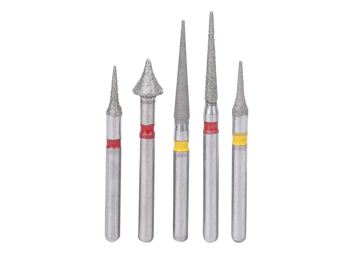Conjunto de 5 Brocas Diamante Alta Velocidade Odontológica Corte Lixamento Polimento S/MARCA