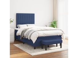 Vidaxl Cama com Molas/colchão 120x200 Cm Tecido Azul