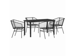 Conjunto de Jantar para Jardim 5 Pcs - Móveis de Jardim para Refeição Preto Vime Pe HARLANV1