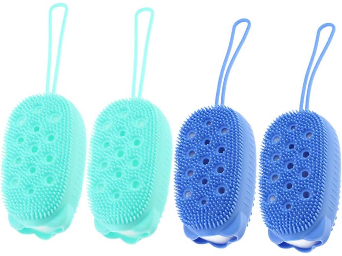 Conjunto De 4 Escovas Silicone Dupla Face Healvian Desfrute Conforto Com Esta Escova Esfoliante Portátil Para Uma