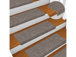 Vidaxl Tapetes De Escada Autoadesivos 15 Peças 65x21x4 Cm Bege Com Borda Retangular