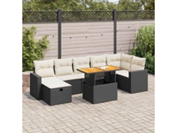 Vidaxl 5 Pcs Conjunto Sofás De Jardim Com Almofadões Acácia E Vime Pe