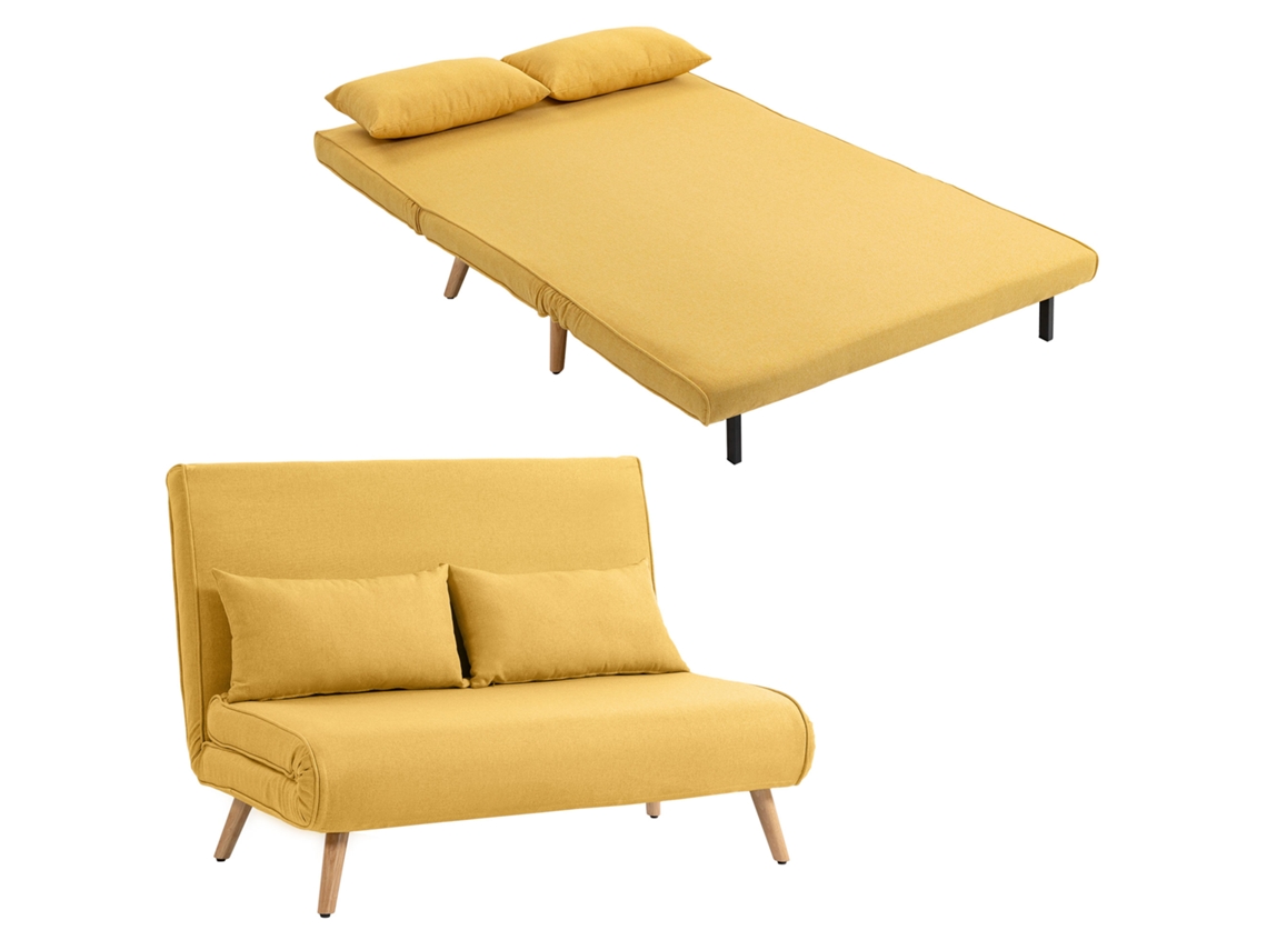 Sofá cama PRIME KANG 2 em 1, com encosto e almofada ajustáveis, tecido efeito linho, 72x78x79cm