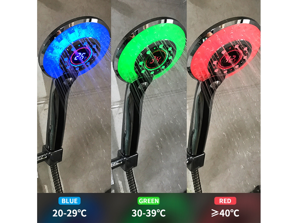 Chuveiro Com Led, De Teto, Mão, Indicador Temperatura, 3 Cores Luz, Economia Água Aquaforge