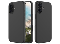 Capa De Silicone Para Iphone 16 Plus - Cor Sólida, Proteção Fina E Antiaderente - Preta