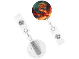 Porta Crachá Retrátil Reforçado, Carretéis Crachá Dragon King On Fire, Chaveiros Reforçados, Carretéis Cartões