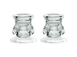 Castiçais de vidro transparente, conjunto de 2 peças, ideais para casamentos, jantares e decoração de casa.