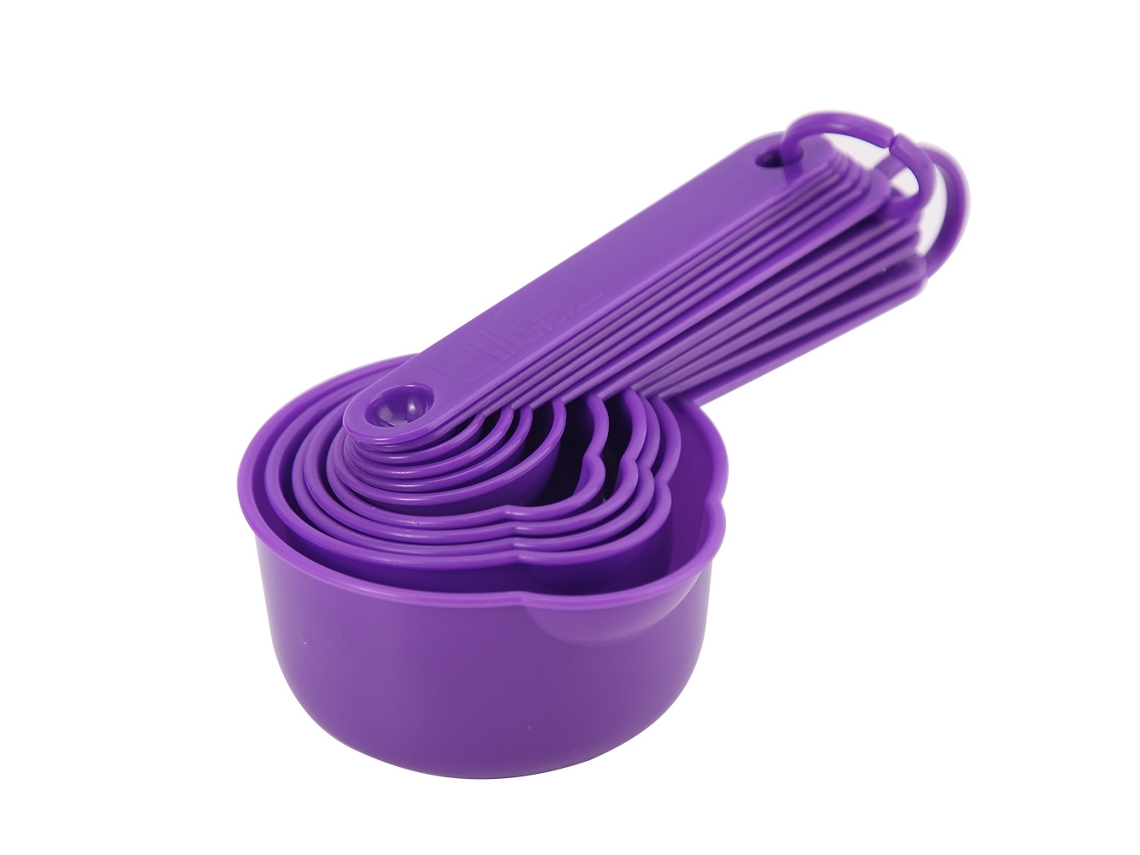 Conjunto De Colheres E Copos Medidores Roxo - 11 Peças, Plástico Alimentício, Para Medição Precisa De Ingredientes