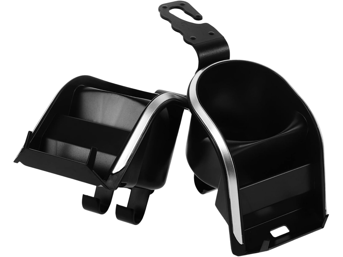 Suporte para assento de carro em 2 peças com suporte para celular compacto e seguro.