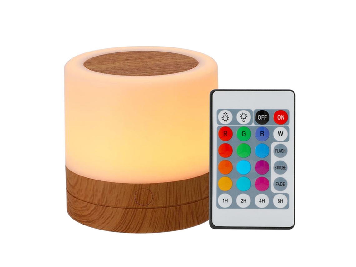 Luminária Noturna Portátil de Cabeceira com 13 Cores, Controle Remoto e Recarregável Via Usb. MDUG