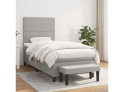 Vidaxl Cama Com Molas/colchão 90x200 Cm Tecido Cinza-claro