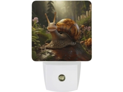 Luminária noturna com estampa de caracol animado, sensor de LED, luz noturna branca e suave para banheiro.