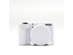 Capa Protetora Silicone HEXINYIGJLY para Canon Powershot V1antirriscos, Acesso Tripé, Tampa de Lente Branco