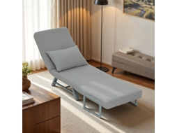 Poltrona Estofada Conversível Cama Hóspedes Ergonômica Cinza Claro