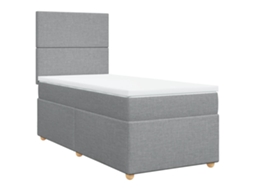 Cama com Molas e Colchão Tecido Cinzento Claro MAISON EXCLUSIVE (100x200 cm)