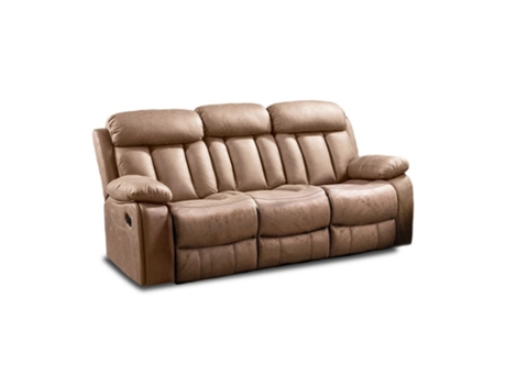 Sofá Relax 3 Lugares DUEHOME (208cm x 101cm x 97cm - Microfibra - Bege)