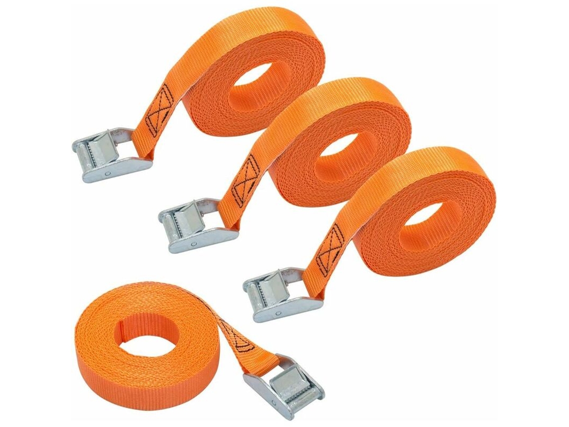 Conjunto De 4 Cintas Tensionamento, Comprimento 6 M, Largura 25 Mm, Força De Tensionamento 150 Kg, Compatíveis Com Din En 12195, 2, Laranja