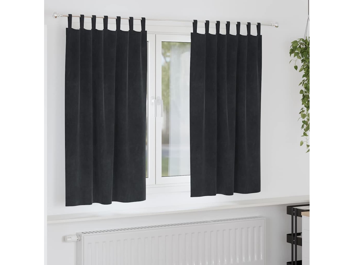 Vidaxl Cortinas Opacas 2 Unid. Preto 140 X 175 Cm Veludo