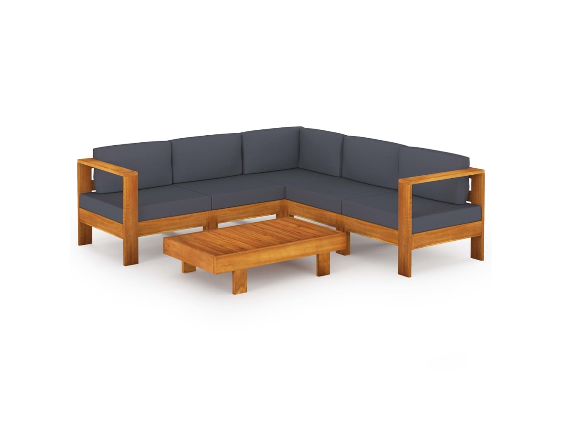 Maison Exclusive - 6 Pcs Conj. Lounge De Jardim C/ Almofadões Cinza-escuro Acácia