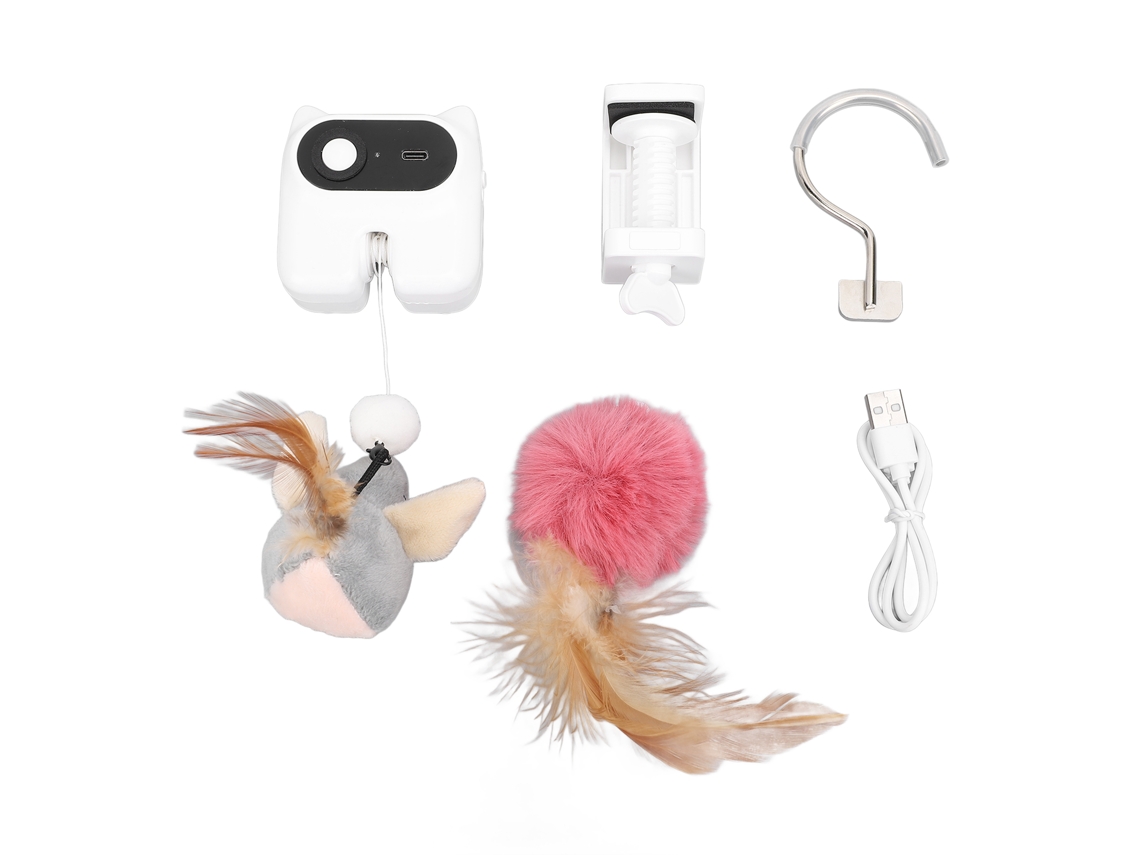 Primerox brinquedo de pelúcia interativo para gatos com pendente recarregável