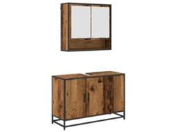Conjunto de Móveis para Banheiro com Suporte, 2 Peças, Madeira Antiga, EXCLUSIVO DA MAISON