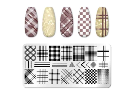 Placas Carimbo retangulares de aço inoxidável para arte em unhas faça você mesmo, modelos de imagem para arte em unhas, 14 padrões diferentes, beleza completa