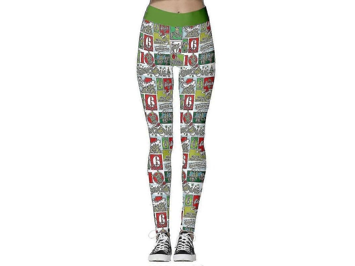 Leggings para Mulher Natal o Grinch Estampado com Copo de Neve Cintura Alta Tamanhos S XL S/MARCA