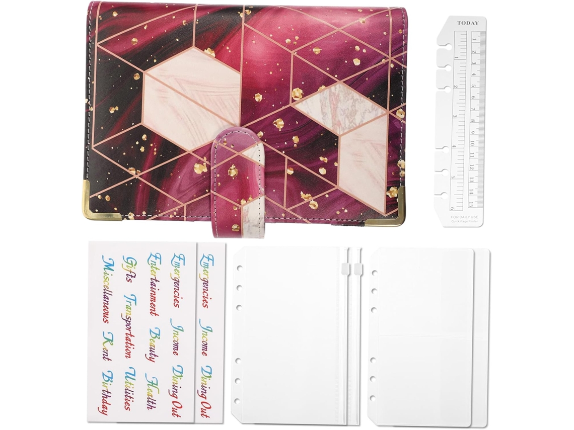Conjunto De 1 Organizador De Orçamento Com Envelopes Com Zíper, Caderno Financeiro Com Capa De Mármo Gokoco