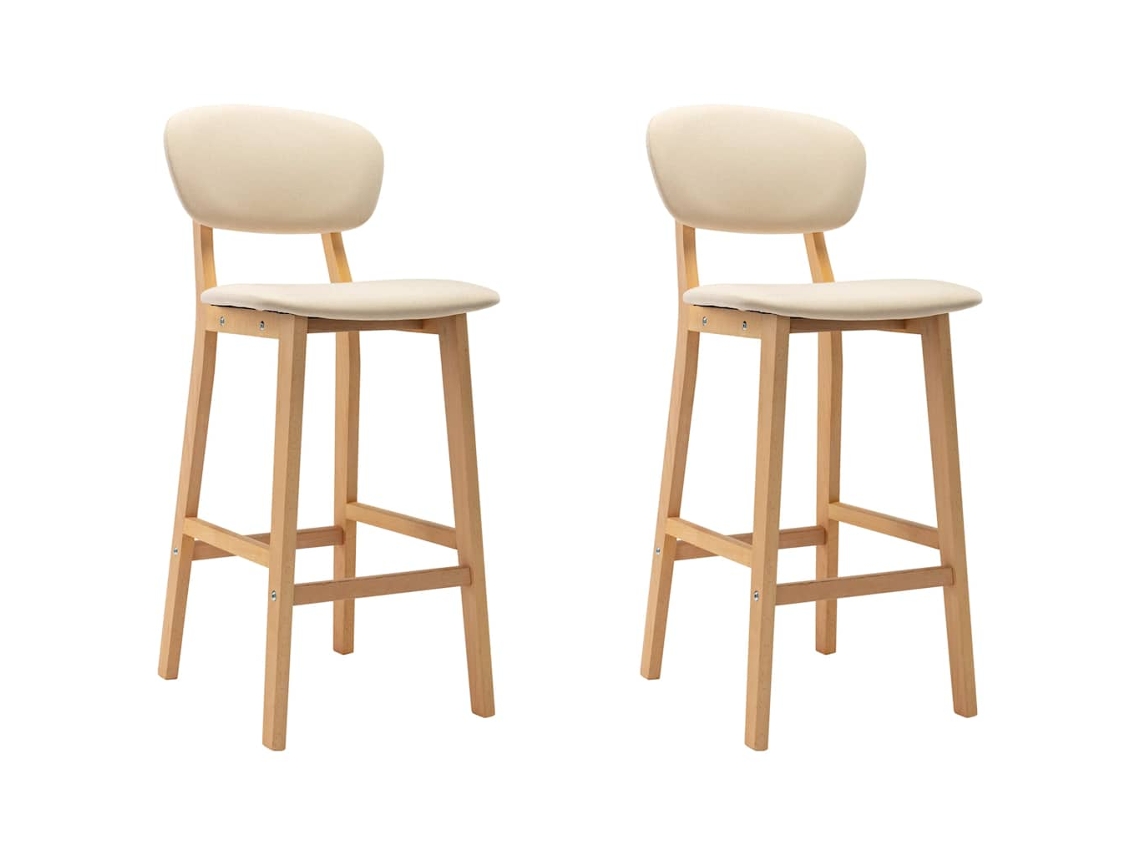 Vidaxl Bancos De Bar 2 Pcs Tecido Cor Creme