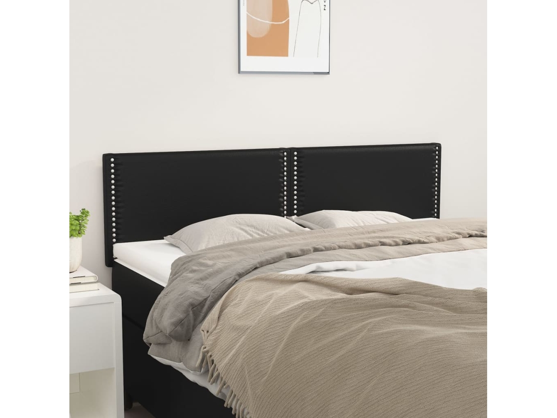 Cabecero de 2 piezas de piel sintética, 72 x 5 x 78/88 cm, color negro