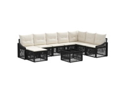 Vidaxl Conjunto De Sofá De Jardim 9 Unid. Preto Vime Pe