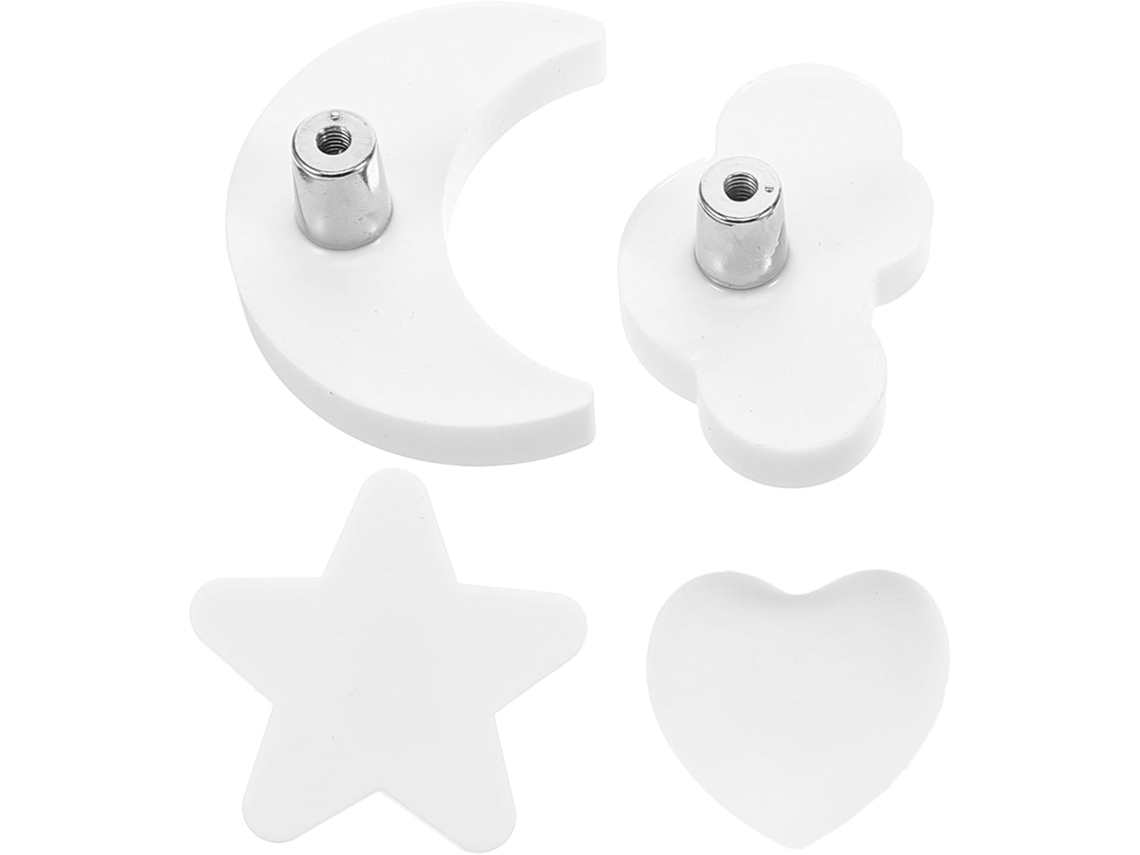 Conjunto De 4 Puxadores Decorativos Brancos Para Cômoda Infantil