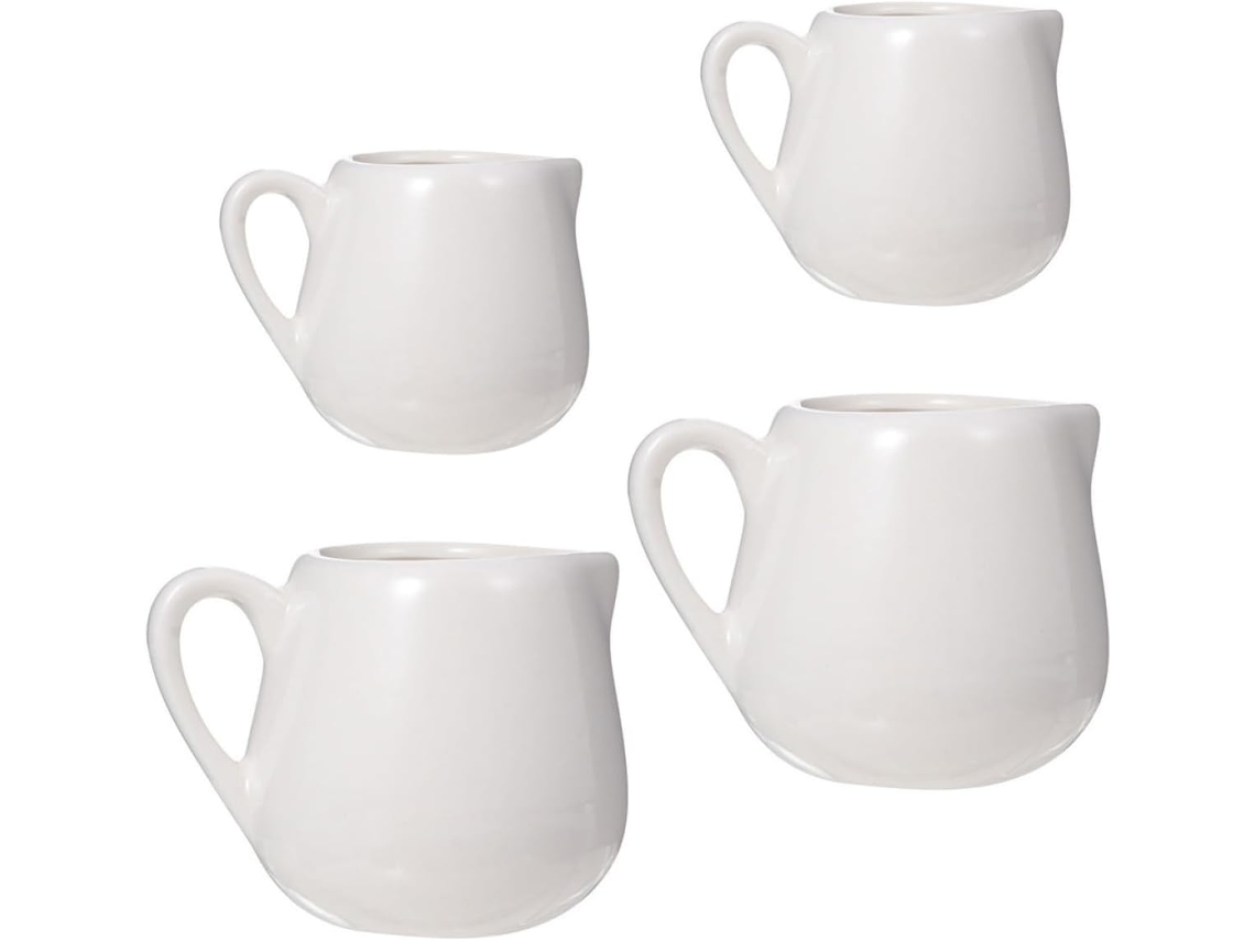Mini Jarra De Leite De Cerâmica Branca Com Pinée, 4 Litros