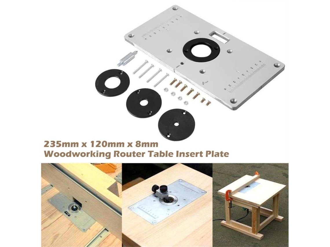 Placa De Inserção Da Mesa Do Roteador De Liga De Alumínio Com 4 Parafusos Anulares Para Bancadas De Carpintaria