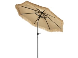 Guarda sol Jardim redondo com cobertura de palha e manivela, Ø265x250cm, caqui