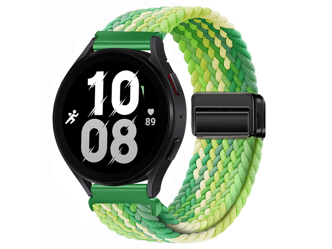Pulseira esportiva de nylon com data magnética para Huawei GT6 GT5 Samsung Watch7, verde limão, 20 mm