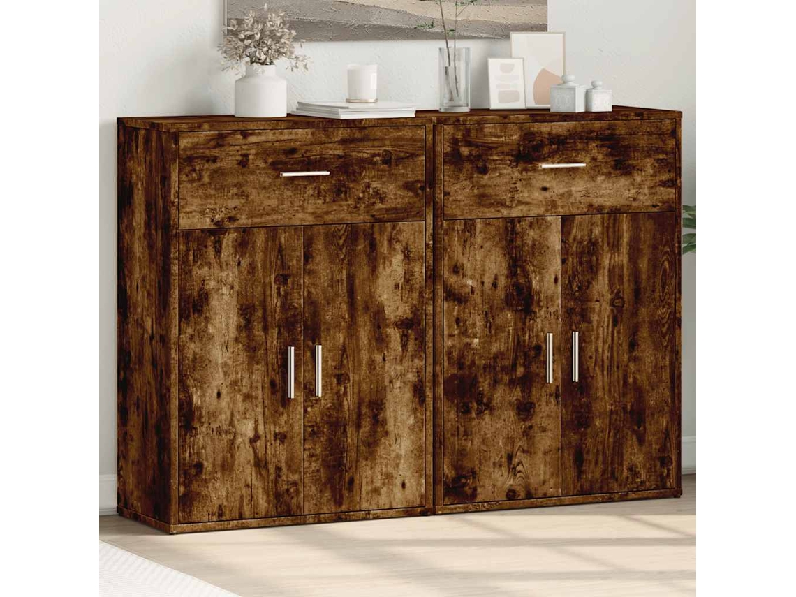 Vidaxl Aparadores 2 Pcs 60x30x84 Cm Derivados Madeira Carvalho Fumado