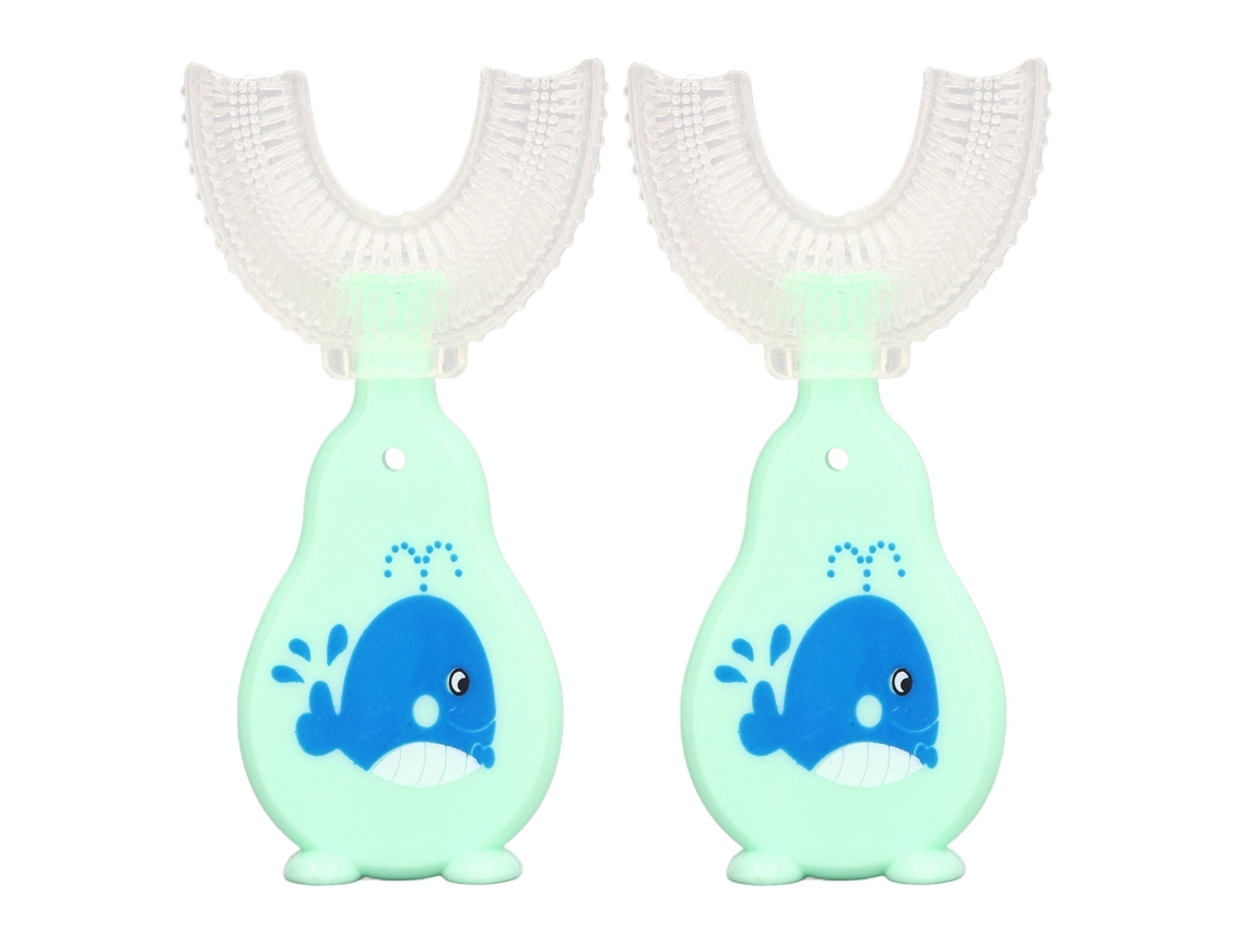 Primerox 2pcs Escova de Dentes em Forma de U Silicone Grau Alimentar para Crianças 6 12 Anos 360 Graus