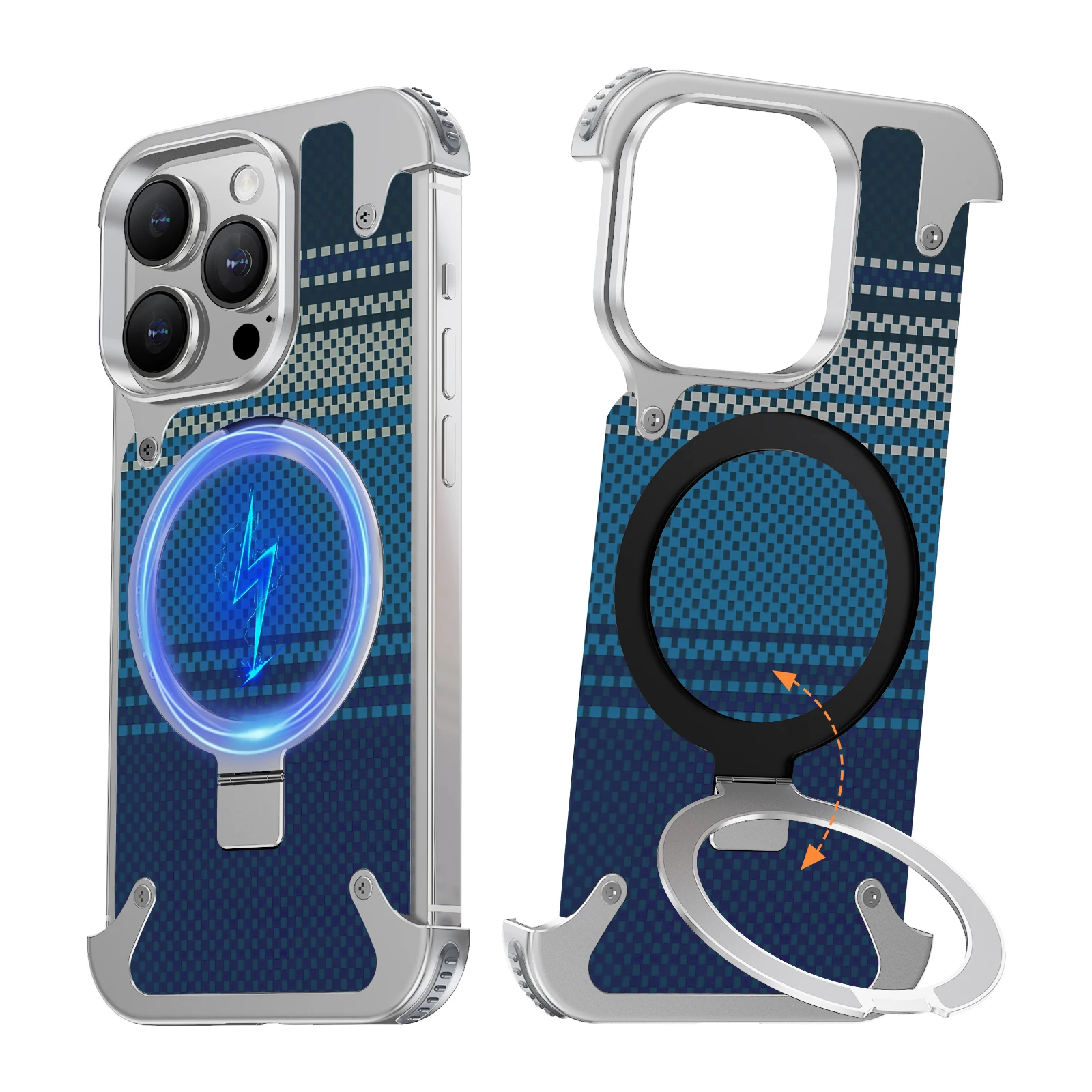 Capa Para Iphone 17 Pro (titânio) Com Suporte Magnético Magsafe E Revestimento Texturizado Em Kevlar.